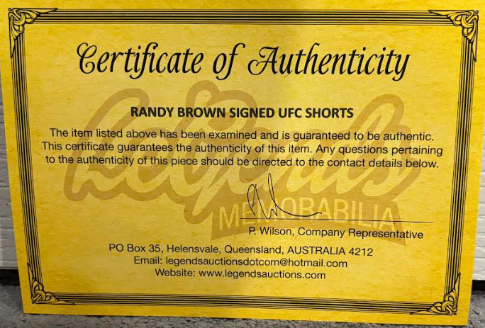 UFC RANDY 'RUDE BOY' BROWN SIGNED FIGHT SHORTS