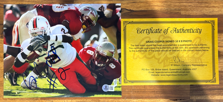 Graig Cooper Signed NFL Photo with COA