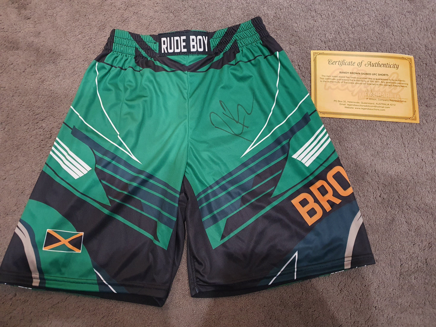 UFC RANDY 'RUDE BOY' BROWN SIGNED FIGHT SHORTS