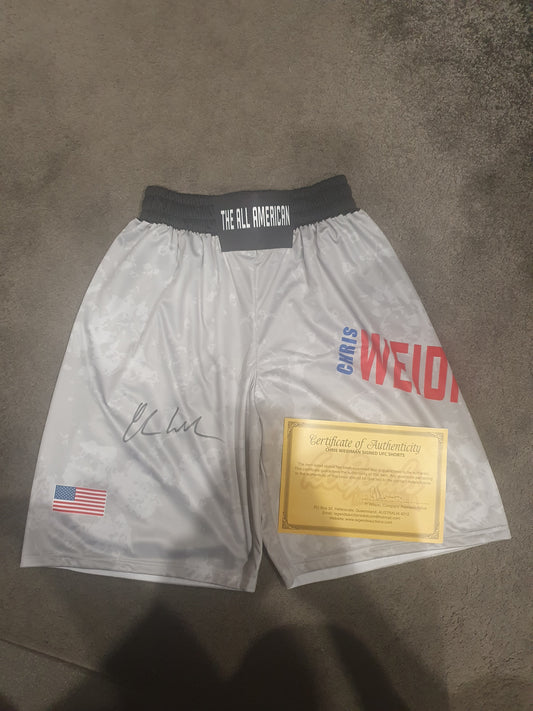 Chris Weidman Signed "The All American" UFC Fight Shorts W/ Cert of Authenticity