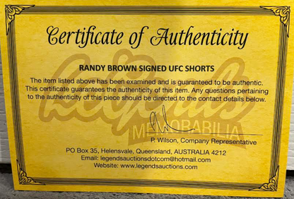 UFC RANDY 'RUDE BOY' BROWN SIGNED FIGHT SHORTS
